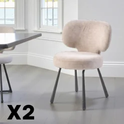 LIGURIE Meubles De Cuisine·Chaises|Chaises Contemporaines|Chaise de salle à manger taupe, assise ronde (lot de 2)