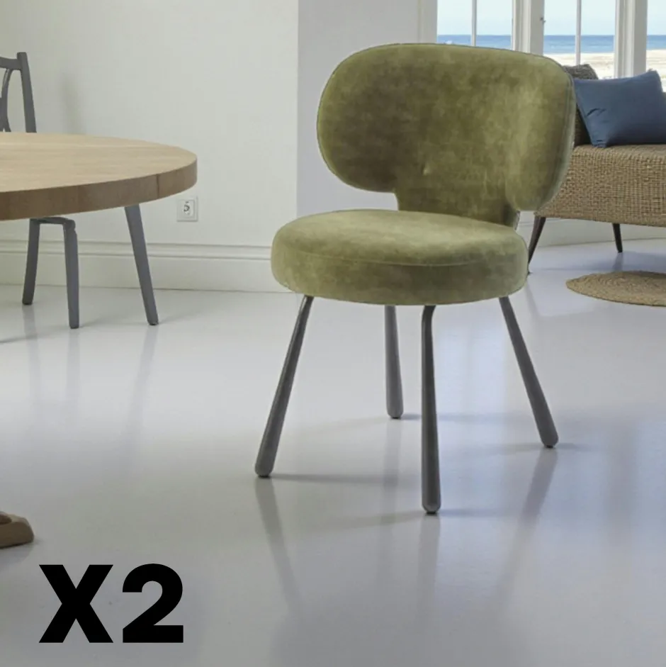LIGURIE Meubles De Cuisine·Chaises|Chaises Contemporaines|Chaise de salle à manger verte, assise ronde (lot de 2)