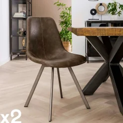 Helsinki Meubles De Cuisine·Chaises|Chaises Scandinaves|Chaise de table couture apparente taupe pied étoile (lot de 2)