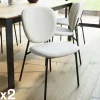 TIM Chaises Capitonnées|Chaises Contemporaines|Chaise de table tissu écru (lot de 2)