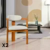 BOMA Meubles De Cuisine·Chaises|Chaises En Bois|Chaise design écrue - dossier minimaliste (lot de 2)