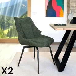 IENA Meubles De Cuisine·Chaises|Chaises Capitonnées|Chaise design tissu microfibre chocolat (lot de 2)