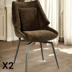 IENA Chaises Capitonnées|Meubles De Cuisine·Chaises|Chaise design tissu microfibre anthracite (lot de 2)