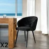IENA Chaises Capitonnées|Meubles De Cuisine·Chaises|Chaise dossier rond tissu noir (lot de 2)