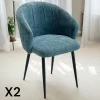 IENA Chaises Capitonnées|Chaises Contemporaines|Chaise dossier rond tissu bleu (lot de 2)