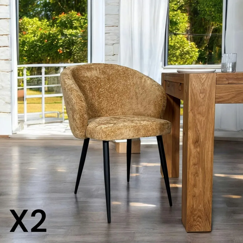 IENA Chaises Capitonnées|Chaises Contemporaines|Chaise dossier rond tissu bleu (lot de 2)