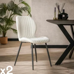 GALWAY Univers Déco·Design Contemporain|Chaises Bouclettes|Chaise en bouclette grise à rayures (lot de 2)