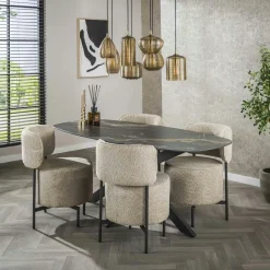 GALWAY Univers Déco·Design Contemporain|Chaises Bouclettes|Chaise en bouclette grise à rayures (lot de 2)