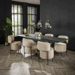 GALWAY Univers Déco·Design Contemporain|Chaises Bouclettes|Chaise en bouclette grise à rayures (lot de 2)