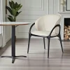 Meubles De Cuisine·Chaises|Chaises En Bois|Chaise en cuir gris clair dos rond accoudoirs bois noir ALDER