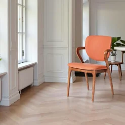Chaises En Bois|Chaises Contemporaines|Chaise en cuir terracotta, accoudoirs bois brun ALDER