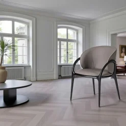 Meubles De Cuisine·Chaises|Chaises En Bois|Chaise en cuir terracotta dos rond accoudoirs bois noir ALDER