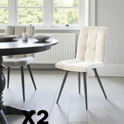 LOMBARDIE Chaises Contemporaines|Meubles De Cuisine·Chaises|Chaise en tissu anthracite motif damier (lot de 2)