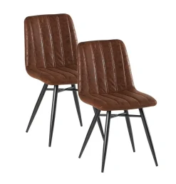 KERALA Chaises Scandinaves|Chaises Capitonnées|Chaise en tissu gris et pieds métal évasés (lot de 2)