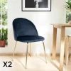 MONTREUX Chaises Velours|Meubles De Cuisine·Chaises|Chaise en velours bleu foncé à dossier rond (lot de 2)
