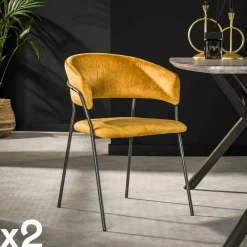 Melbourne Chaises Contemporaines|Meubles De Cuisine·Chaises|Chaise en velours gris à dossier rond (lot de 2)