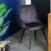 MALMOE Chaises Scandinaves|Chaises Capitonnées|Chaise en velours gris anthracite (lot de 2)