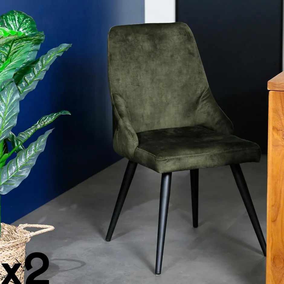 MALMOE Chaises Scandinaves|Chaises Capitonnées|Chaise en velours gris anthracite (lot de 2)