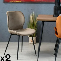 Melbourne Meubles De Cuisine·Chaises|Chaises Capitonnées|Chaise en velours jaune moutarde (lot de 2)