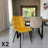 PALERME Meubles De Cuisine·Chaises|Chaises Velours|Chaise en velours moutarde motif damier (lot de 2)