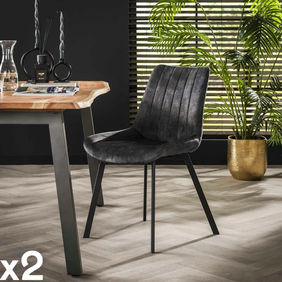 Melbourne Meubles De Cuisine·Chaises|Chaises Velours|Chaise en velours piqué moutarde (lot de 2)