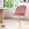 MONTREUX Chaises Velours|Meubles De Cuisine·Chaises|Chaise en velours rose à dossier rond (lot de 2)