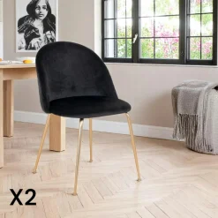 MONTREUX Chaises Velours|Meubles De Cuisine·Chaises|Chaise en velours rose à dossier rond (lot de 2)