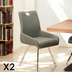 Helsinki Univers Déco·Design Contemporain|Chaises Contemporaines|Chaise fauteuil anthracite avec poignée (lot de 2)