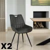 MALMOE Chaises Contemporaines|Meubles De Cuisine·Chaises|Chaise grise effet vieilli à poignée intégrée (lot de 2)