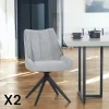 IENA Meubles De Cuisine·Chaises|Chaises Capitonnées|Chaise grise pivotante en velours texturé (lot de 2)