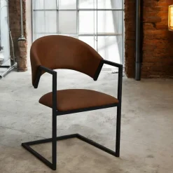 Chaises Avec Accoudoirs|Chaises Industrielles|Chaise industrielle confort avec assise en microfibre chocolat