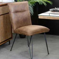 Chaises Capitonnées|Chaises Industrielles|Chaise marron capitonnée salle à manger