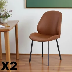 BERLIN Meubles De Cuisine·Chaises|Chaises Contemporaines|Chaise marron moderne avec surpiqure (lot de 2)