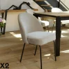 TIM Chaises Contemporaines|Meubles De Cuisine·Chaises|Chaise moderne tissu sable pieds métal noir (lot de 2)