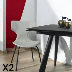 LOMBARDIE Chaises Contemporaines|Meubles De Cuisine·Chaises|Chaise noire avec dossier en T, revêtement nettoyable (lot de 2)