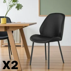 BERLIN Meubles De Cuisine·Chaises|Chaises Contemporaines|Chaise noire moderne avec surpiqure (lot de 2)