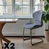 LIGURIE Meubles De Cuisine·Chaises|Chaises Contemporaines|Chaise pied luge bi-matière en tissu bleu (lot de 2)