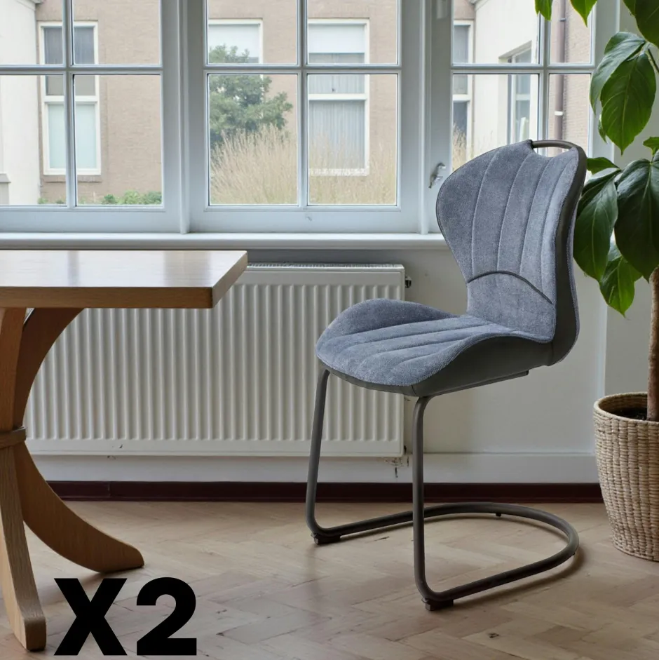 LIGURIE Meubles De Cuisine·Chaises|Chaises Contemporaines|Chaise pied luge bi-matière en tissu moutarde (lot de 2)