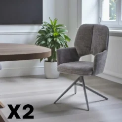 LIGURIE Chaises Contemporaines|Meubles De Cuisine·Chaises|Chaise pivotante anthracite double coussinage (lot de 2)