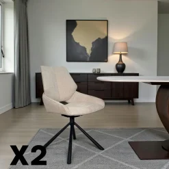 LIGURIE Chaises Contemporaines|Meubles De Cuisine·Chaises|Chaise pivotante beige assise baquet (lot de 2)