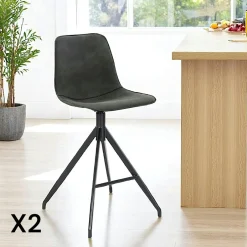 LOMBARDIE Meubles De Cuisine·Chaises|Chaises Avec Accoudoirs|Chaise pivotante beige bi-matière, dossier en T (lot de 2)