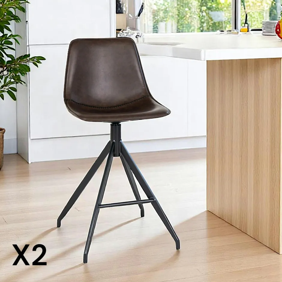 LOMBARDIE Meubles De Cuisine·Chaises|Chaises Avec Accoudoirs|Chaise pivotante beige bi-matière, dossier en T (lot de 2)