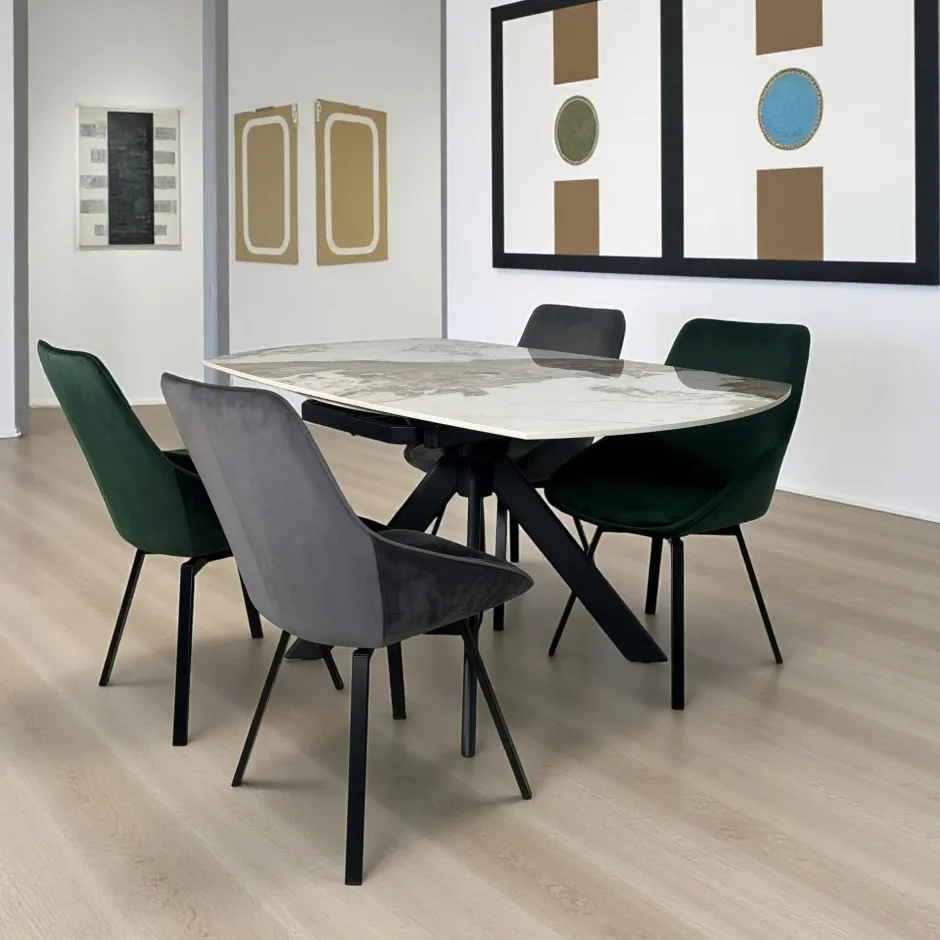 LOMBARDIE Meubles De Cuisine·Chaises|Chaises Avec Accoudoirs|Chaise pivotante beige bi-matière, dossier en T (lot de 2)