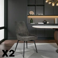 LIGURIE Chaises Contemporaines|Meubles De Cuisine·Chaises|Chaise pivotante beige, dossier ouvert (lot de 2)