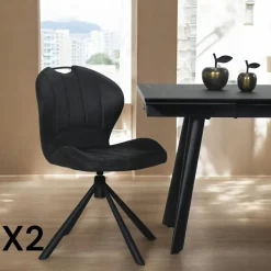 LOMBARDIE Chaises Contemporaines|Meubles De Cuisine·Chaises|Chaise pivotante caramel avec dossier courbe, (lot de 2)