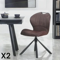 LOMBARDIE Chaises Contemporaines|Meubles De Cuisine·Chaises|Chaise pivotante caramel avec dossier courbe, (lot de 2)
