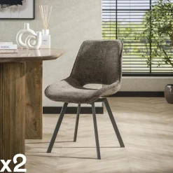 ASCOLI Chaises Capitonnées|Chaises Contemporaines|Chaise pivotante confort – taupe, dos ajouré (lot de 2)