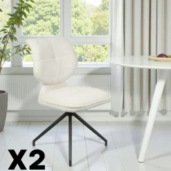 LIGURIE Chaises Contemporaines|Meubles De Cuisine·Chaises|Chaise pivotante écrue dossier double (lot de 2)