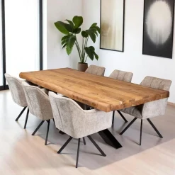 Melbourne Fauteuils En Tissu|Chaise pivotante de salle à manger en velours texturé taupe (lot de 2)