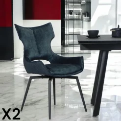 LOMBARDIE Meubles De Cuisine·Chaises|Chaises Avec Accoudoirs|Chaise pivotante gris anthracite bi-matière, dossier en T (lot de 2)